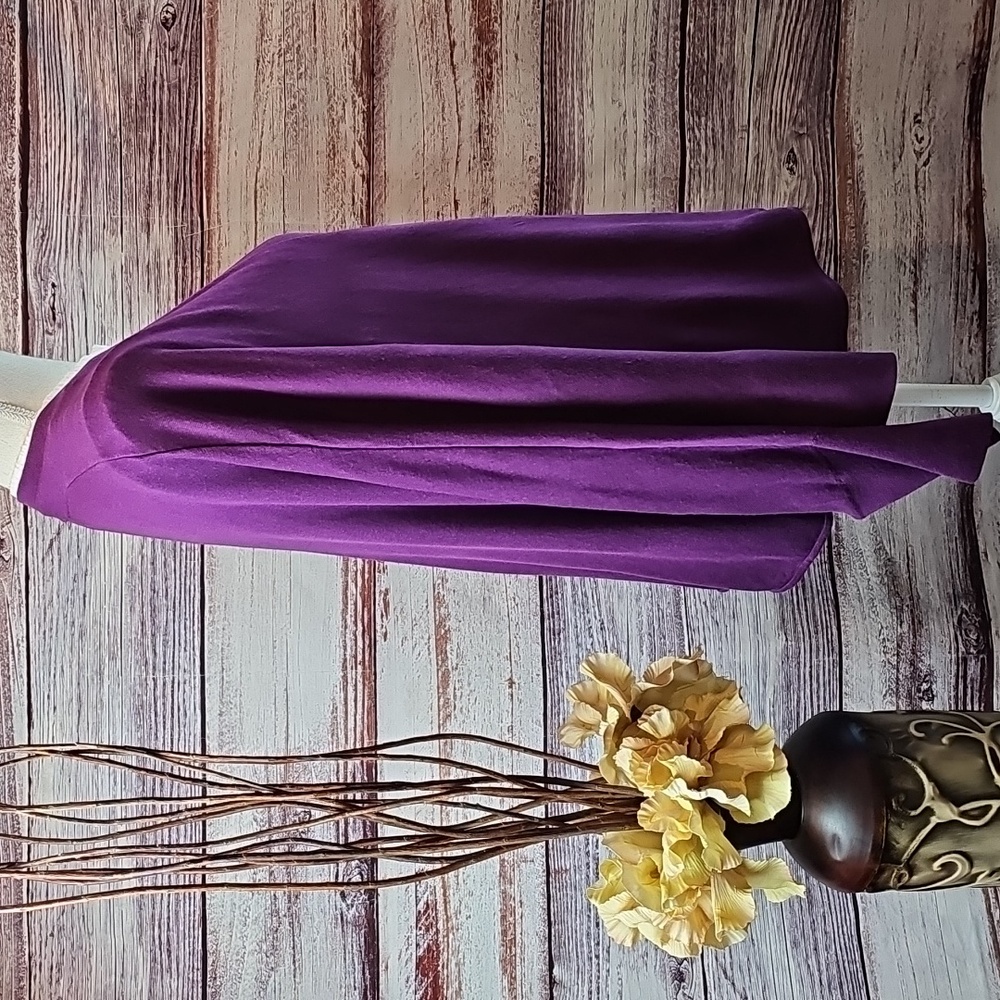 LOFT VIOLET PURPLE BOLERO STYLE OPEN FRONT LIGHTWEIGHT CARDIGAN SWEATER - Picture 4 of 14